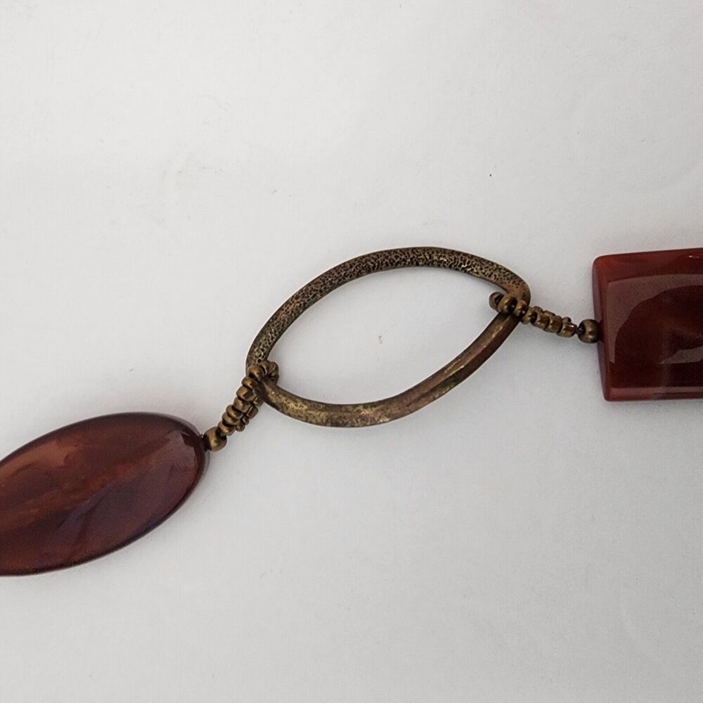 Chicos Signed Statement Necklace Amber Beads, Red… - image 7